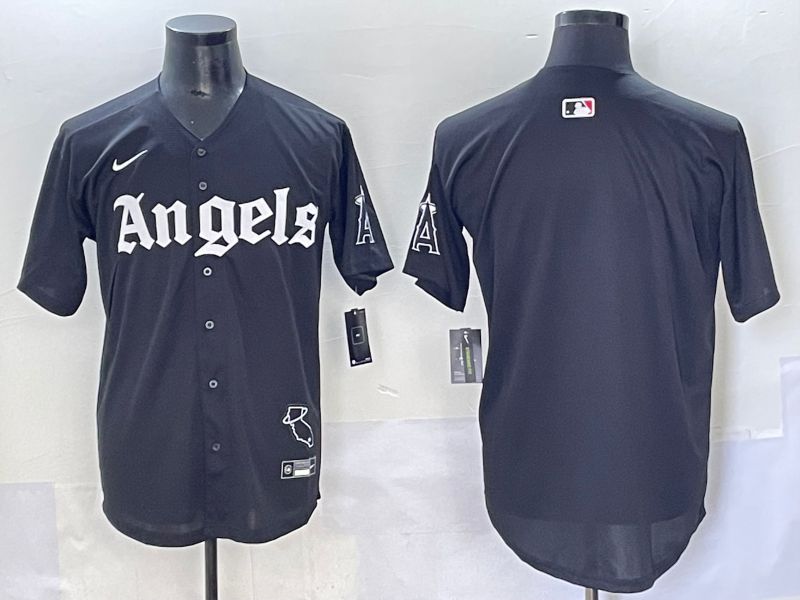 Men 2025 Los Angeles Angels Blank Black Five generations Joint Name Nike MLB Jersey style 1->los angeles angels->MLB Jersey